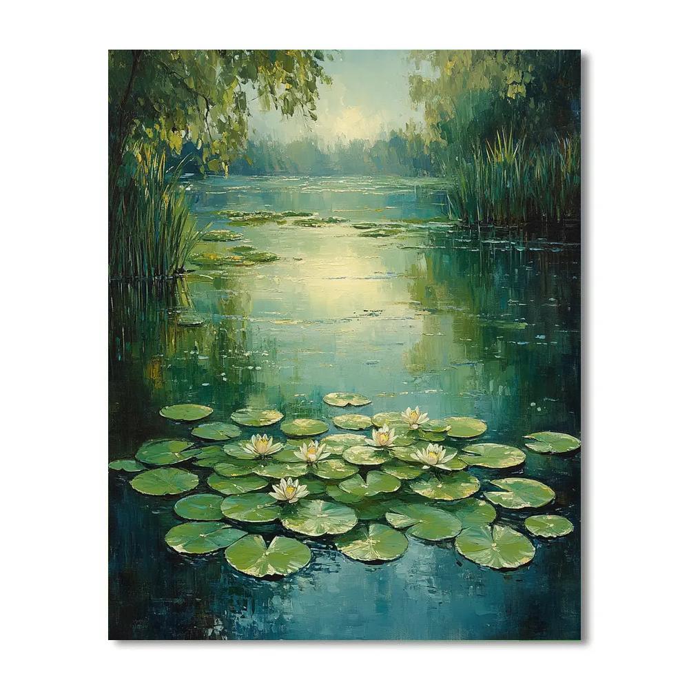 Claude Monet Inspired Morning Dew On Lilypads paint by number