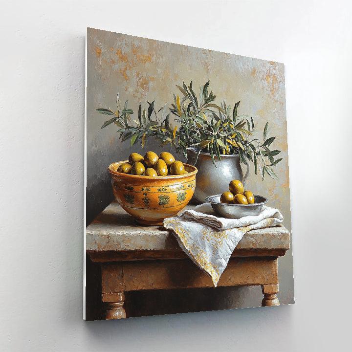 Diego Velázquez Inspired Bodegon Of Ceramic Vessels And Olives DIY paint by numbers