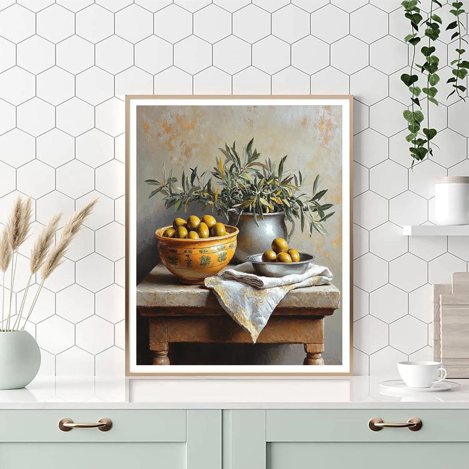 Diego Velázquez Inspired Bodegon Of Ceramic Vessels And Olives DIY paint by numbers