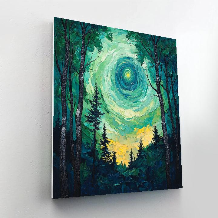 Edvard Munch Inspired Aurora Over The Enchanted Forest painting number kit