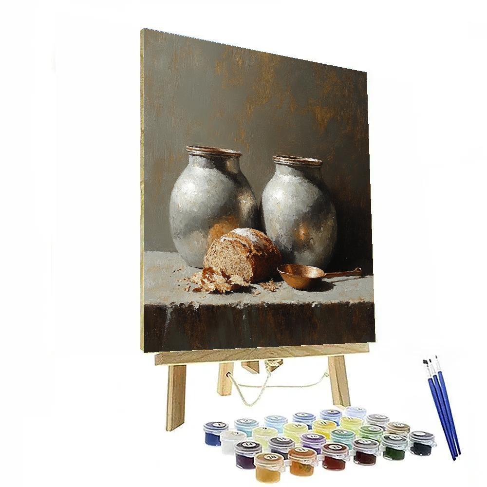 Diego Velázquez Inspired Ceramic Water Jars And Stale Bread Composition paint by color