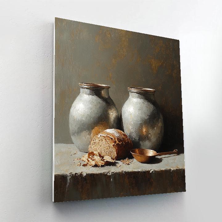 Diego Velázquez Inspired Ceramic Water Jars And Stale Bread Composition paint by color