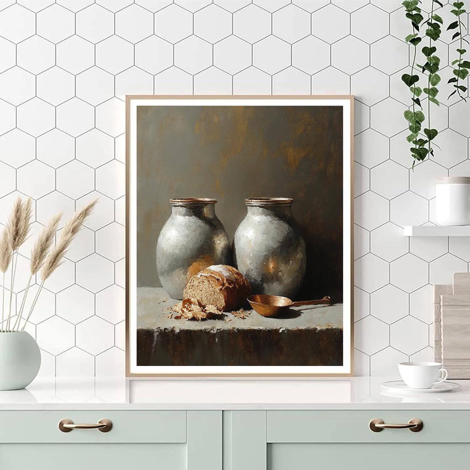 Diego Velázquez Inspired Ceramic Water Jars And Stale Bread Composition paint by color
