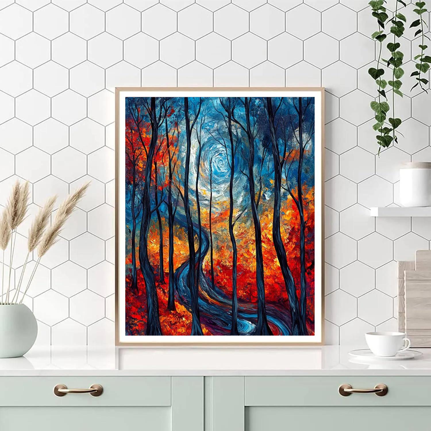 Edward Munch Inspired Emotional Forest paint by numbers