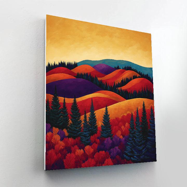 Franklin Carmichael Inspired Autumnal Hillside With Fiery Foliage Number painting