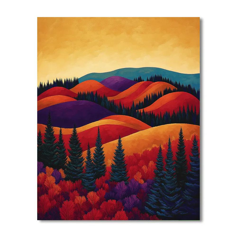 Franklin Carmichael Inspired Autumnal Hillside With Fiery Foliage Number painting