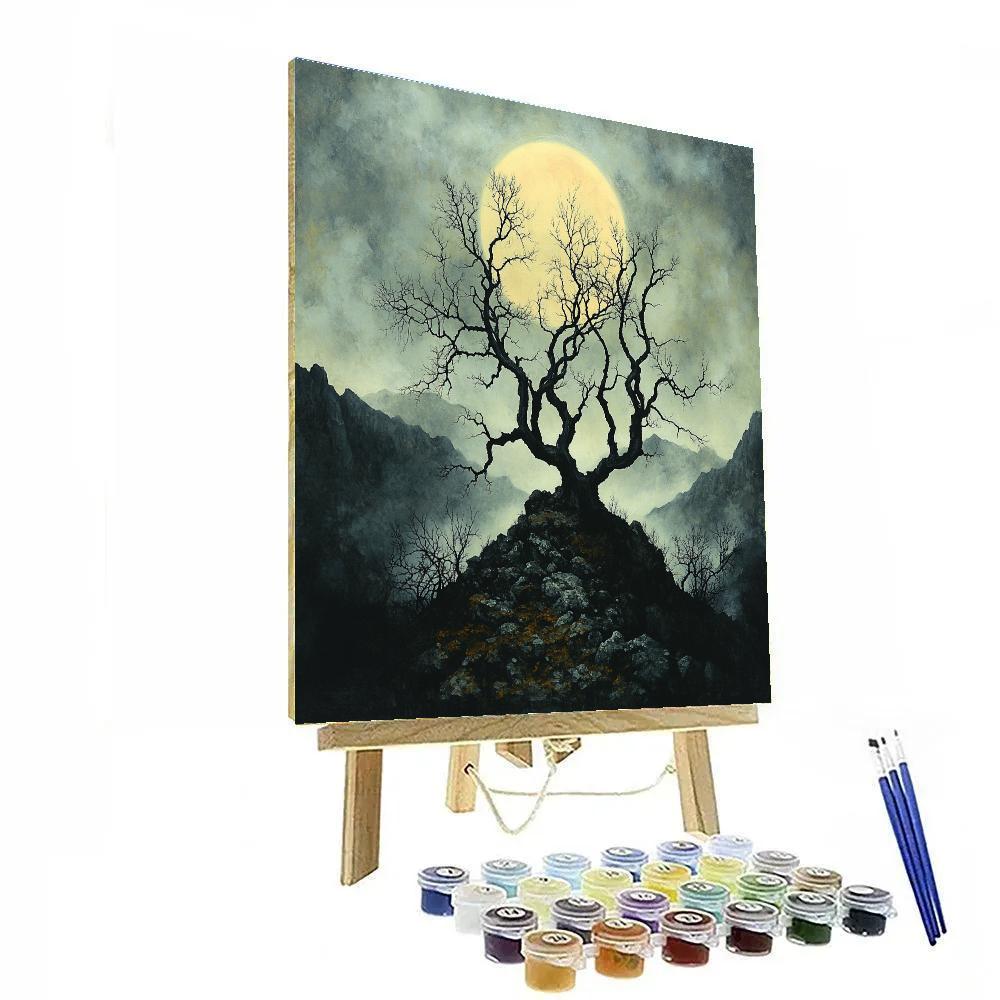 Francisco Goya Inspired Ruined Grove Against Moon White paint by color