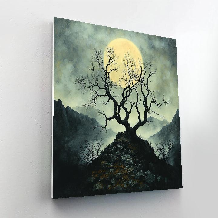 Francisco Goya Inspired Ruined Grove Against Moon White paint by color