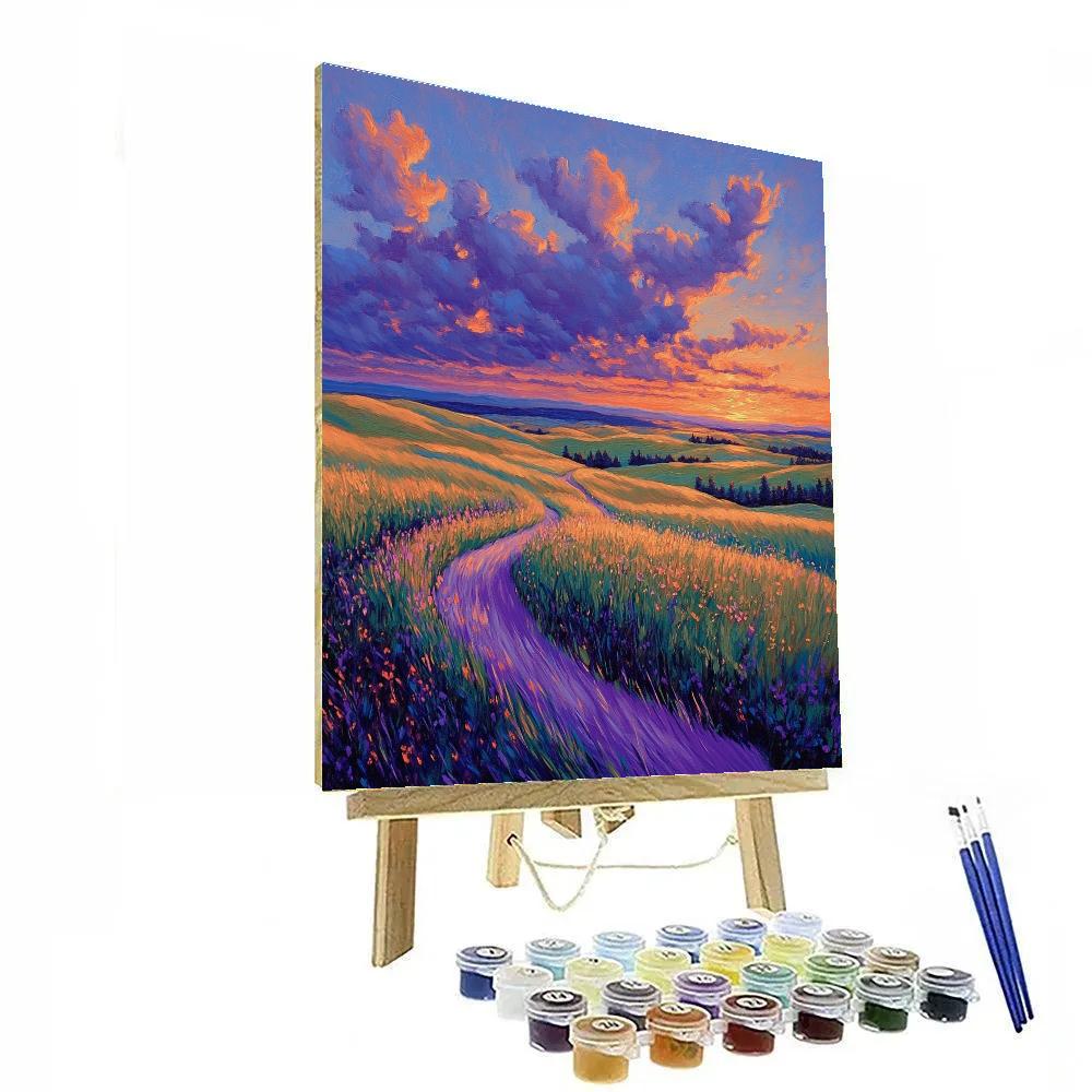 Frederick Varley Inspired Radiant Dusk Over Windswept Prairie Number painting