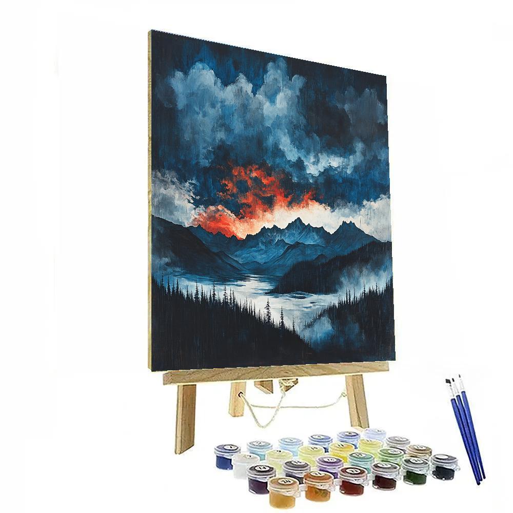 Frederick Varley Inspired Storm Charged Sky Over Mountain Ridge paint by number