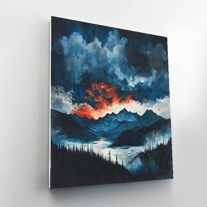 Frederick Varley Inspired Storm Charged Sky Over Mountain Ridge paint by number