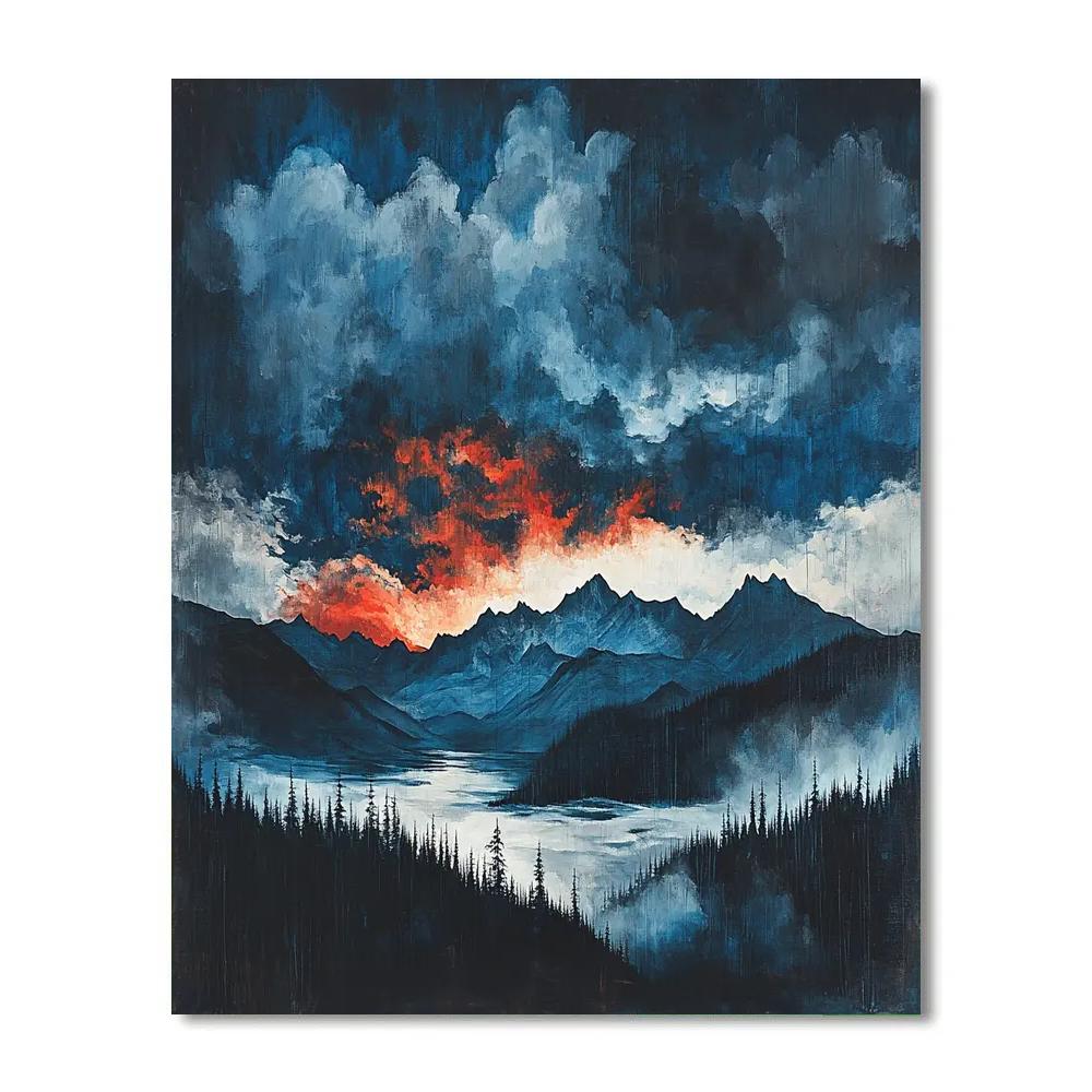 Frederick Varley Inspired Storm Charged Sky Over Mountain Ridge paint by number