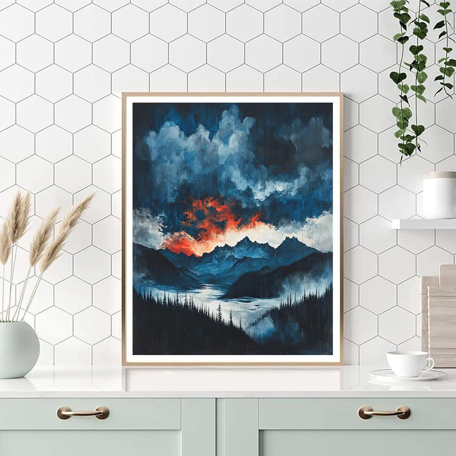 Frederick Varley Inspired Storm Charged Sky Over Mountain Ridge paint by number