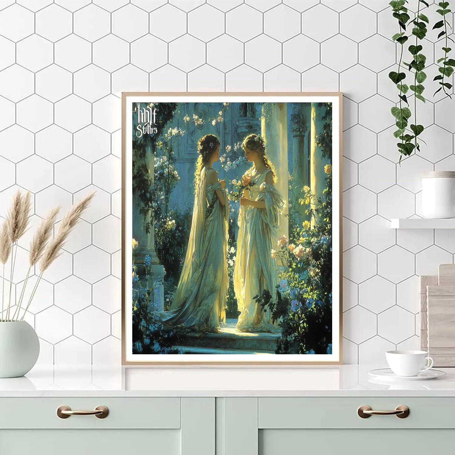Botticelli Inspired Mythological Garden paint by color
