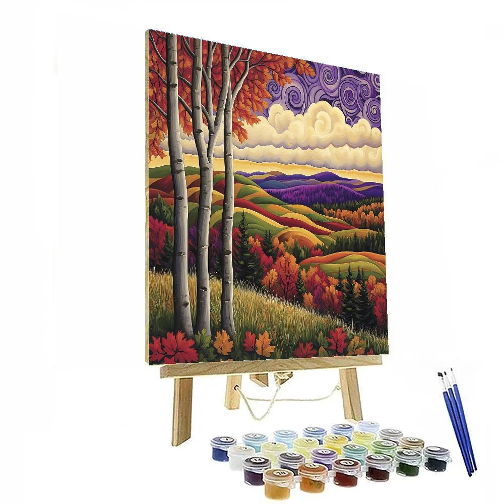 J E H MacDonald Inspired Crimson Maple Hills In Early Fall Numbered painting kits