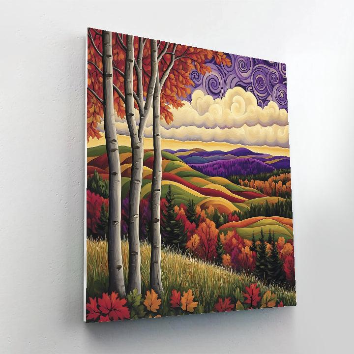 J E H MacDonald Inspired Crimson Maple Hills In Early Fall Numbered painting kits