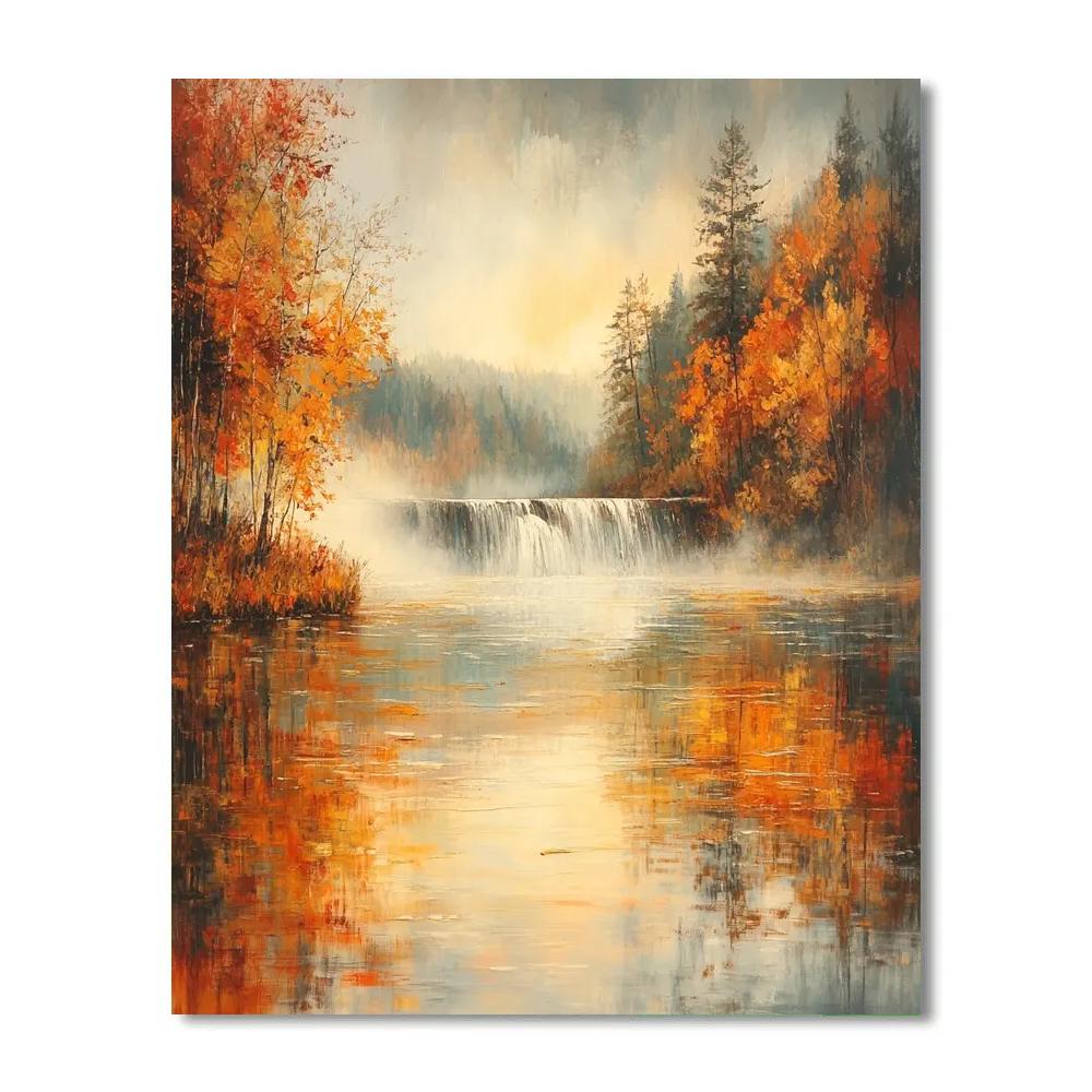 Monet Inspired Autumn River Landscape paint by number