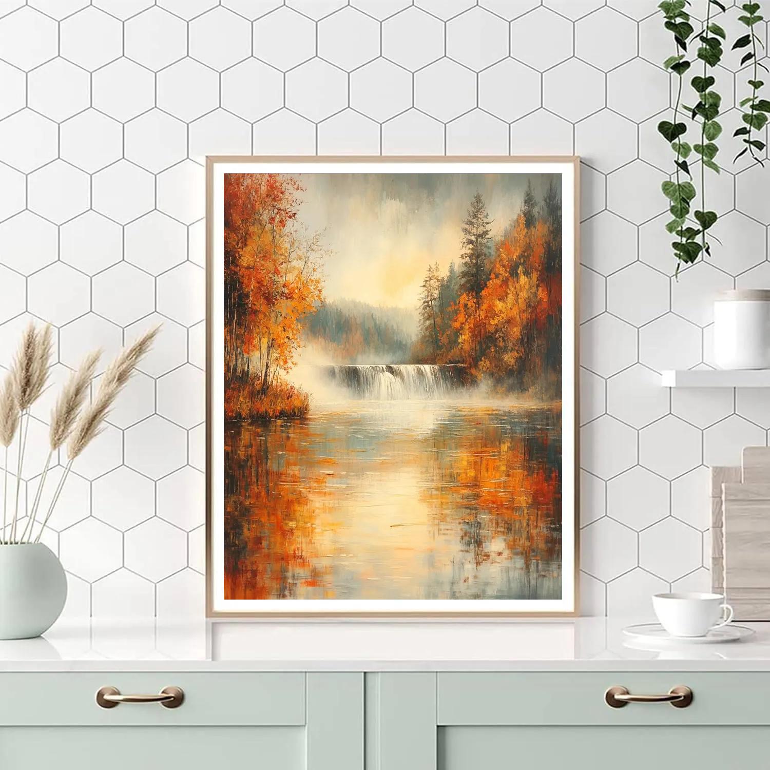 Monet Inspired Autumn River Landscape paint by number
