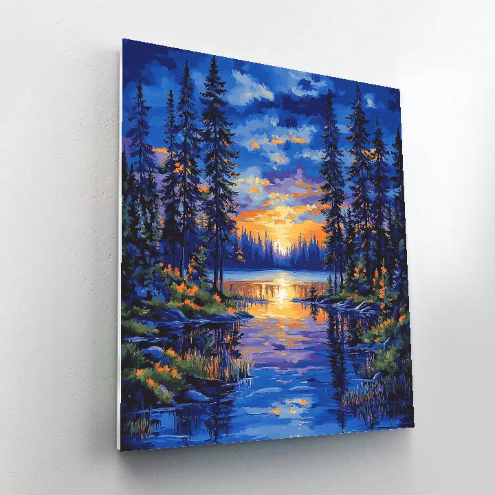 J E H MacDonald Inspired Twilight Pines By A Serene Lake Painting by numbers kit