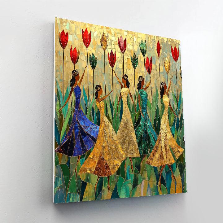Klimt Inspired Ornamental Tulip Dance paint by number
