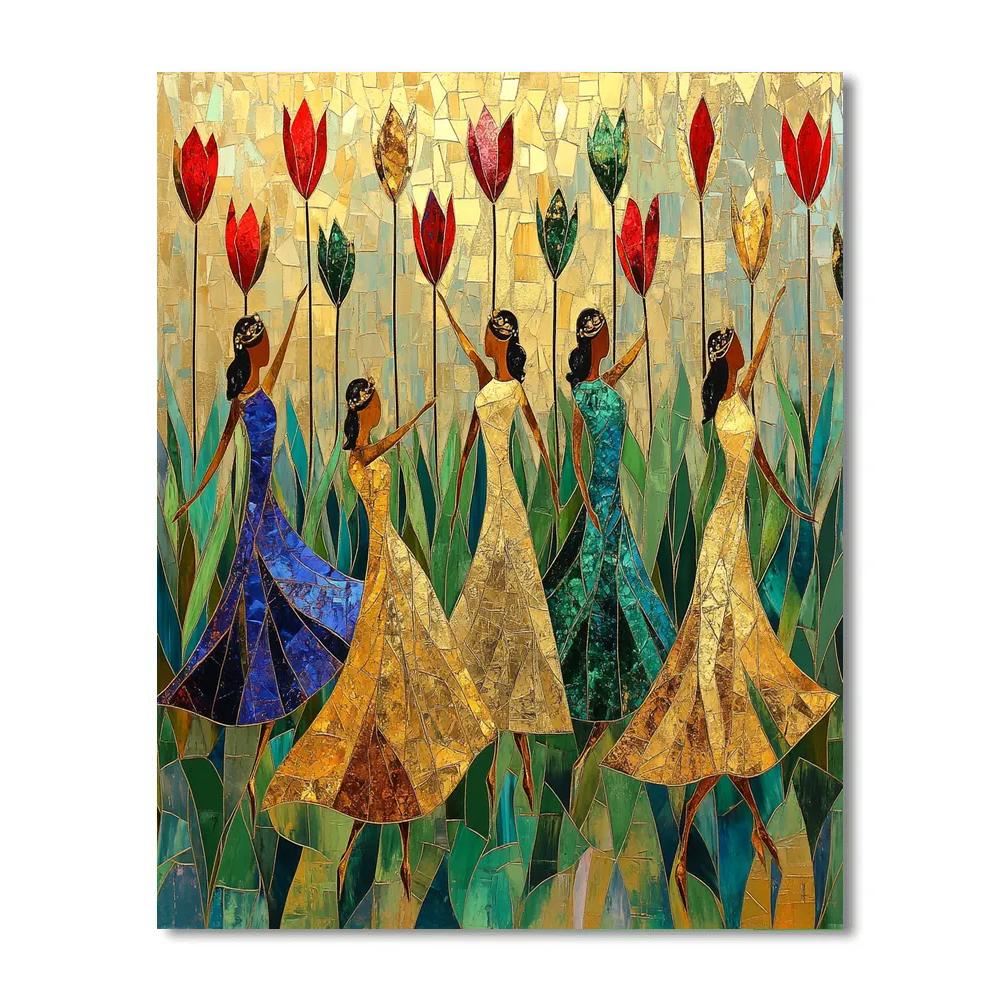 Klimt Inspired Ornamental Tulip Dance paint by number