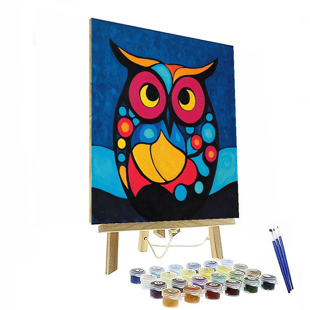 Norval Morrisseau Inspired Owl Of The Sacred Moon paint by color