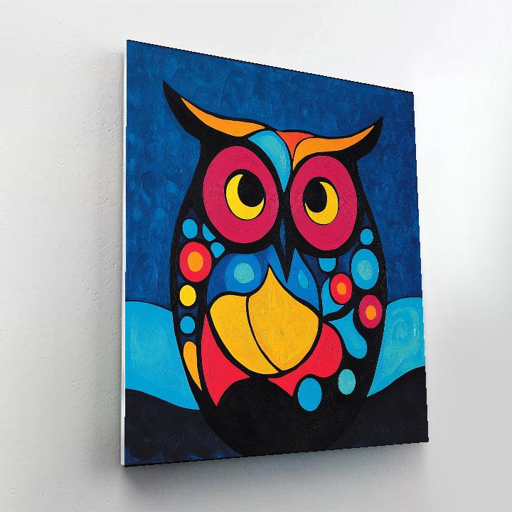 Norval Morrisseau Inspired Owl Of The Sacred Moon paint by color