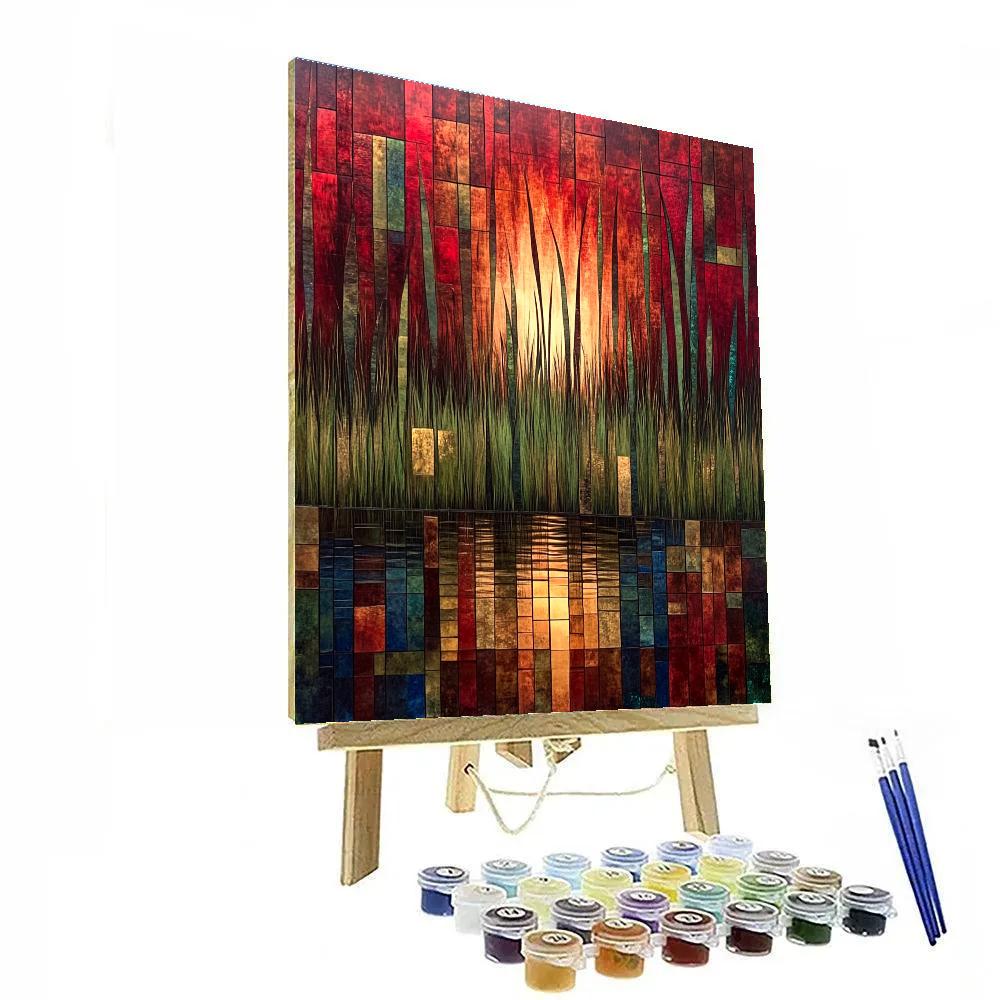 Jean-Paul Riopelle Inspired Ember Tesselated Marsh paint by numbers