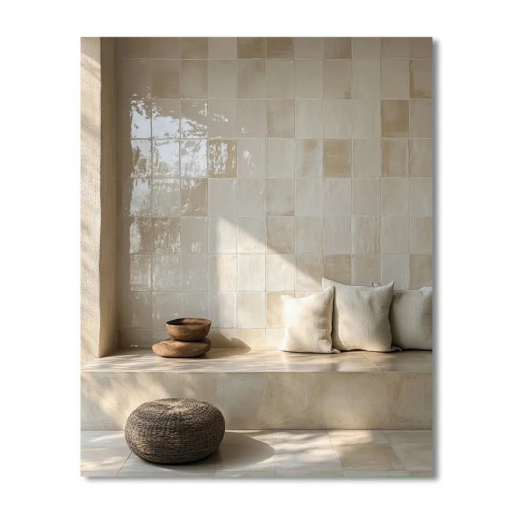 Johannes Vermeer Inspired Golden Morning Light On Delft Tiled Wall Numbered painting kits
