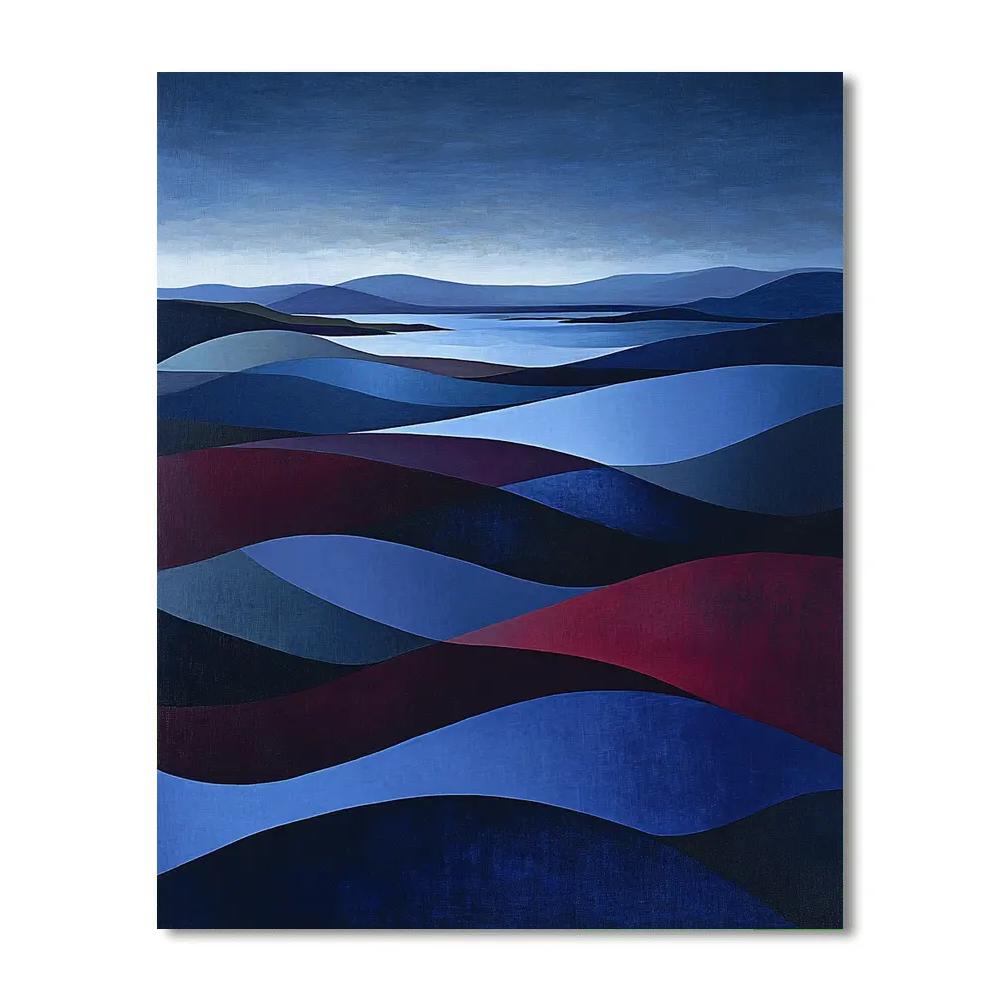 Pablo Picasso Inspired Fractured Coastal Dusk Paint by numbers art