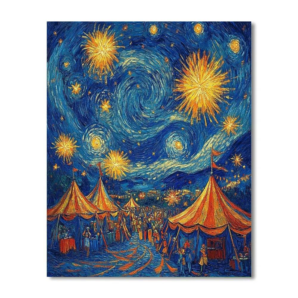 Van Gogh Inspired Starry Festival Night Paint by numbers art