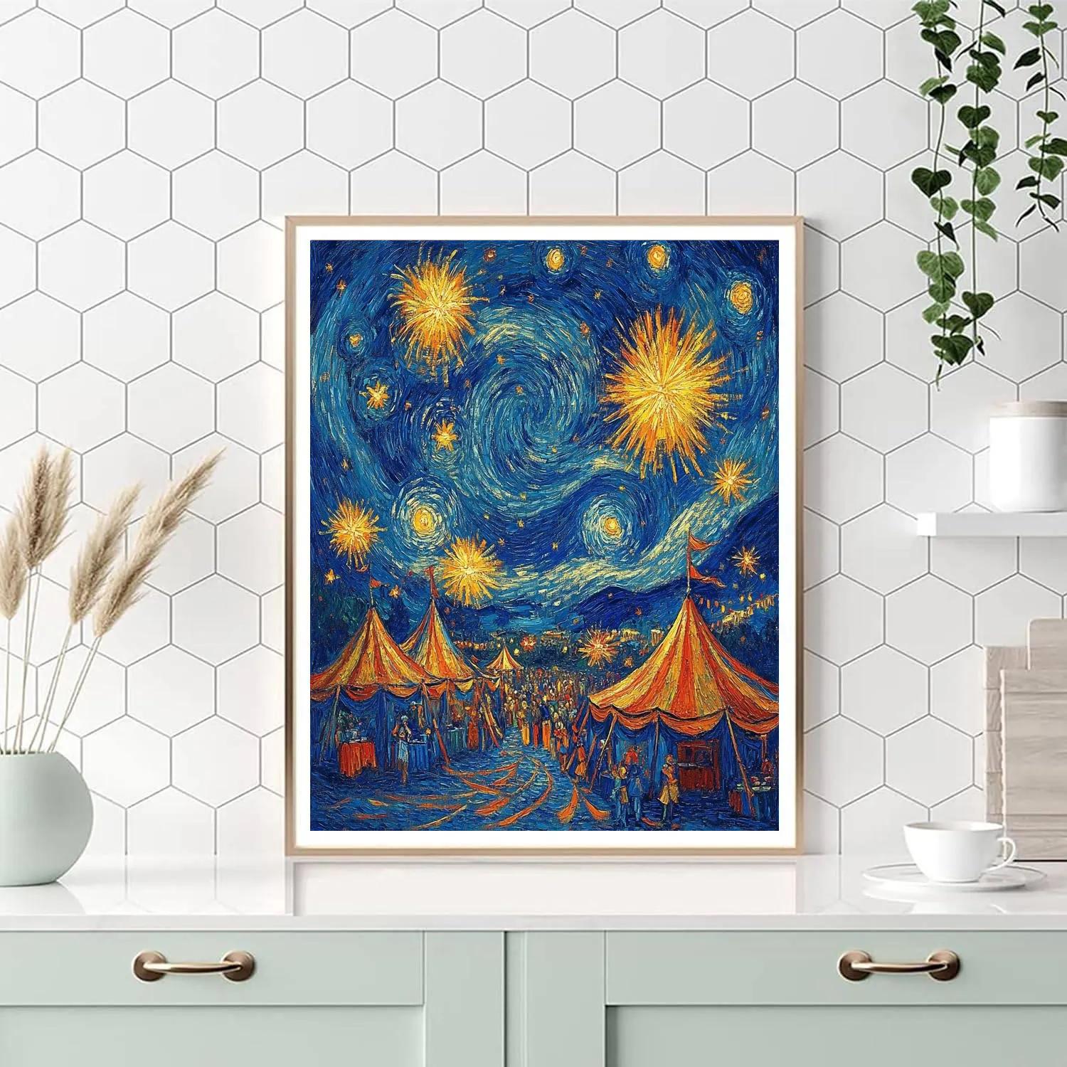 Van Gogh Inspired Starry Festival Night Paint by numbers art