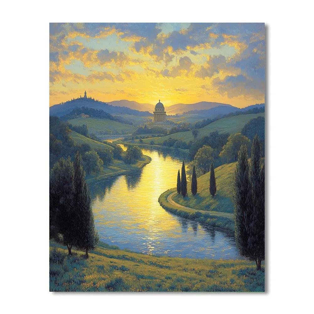 Raphael Inspired Dawn Over Idealized Countryside Numbered painting kits
