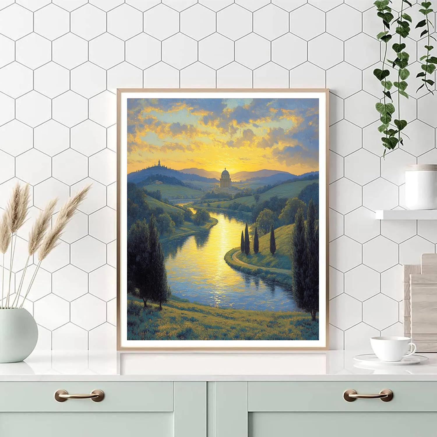 Raphael Inspired Dawn Over Idealized Countryside Numbered painting kits