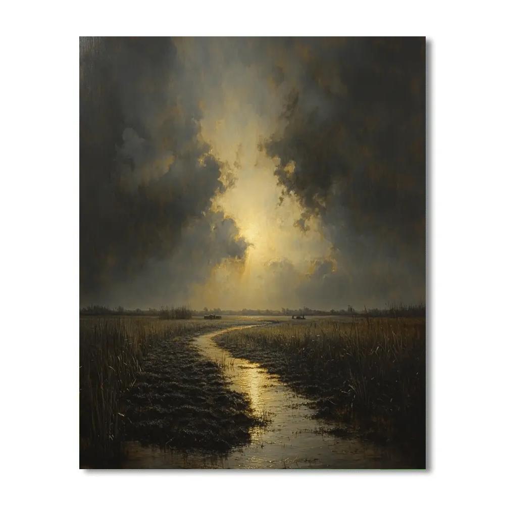 Rembrandt Inspired Storm Over Peatlands Paint by numbers art