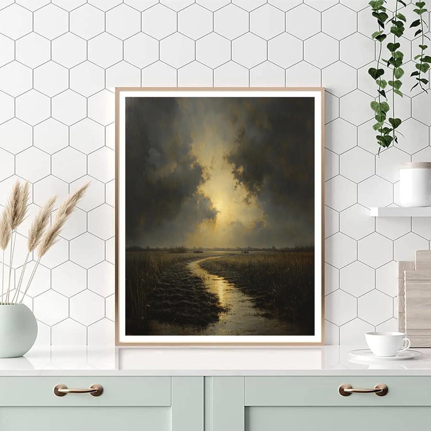 Rembrandt Inspired Storm Over Peatlands Paint by numbers art