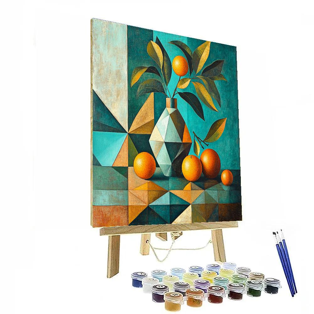 Pablo Picasso Inspired Symbolic Still Life With Vase And Citrus DIY paint by numbers