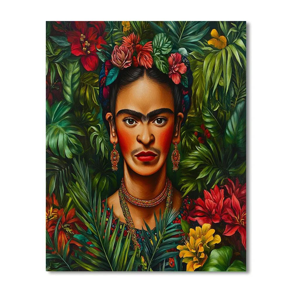Frida Kahlo Inspired Botanical Self-Portrait paint by numbers
