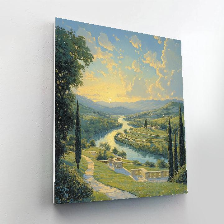Raphael Inspired Harmonious Valley With Flowing River Number painting