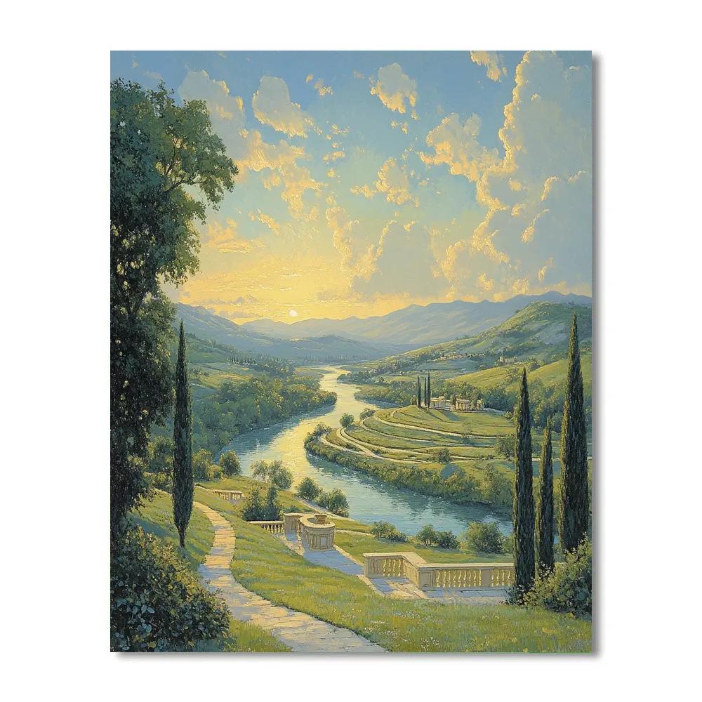 Raphael Inspired Harmonious Valley With Flowing River Number painting