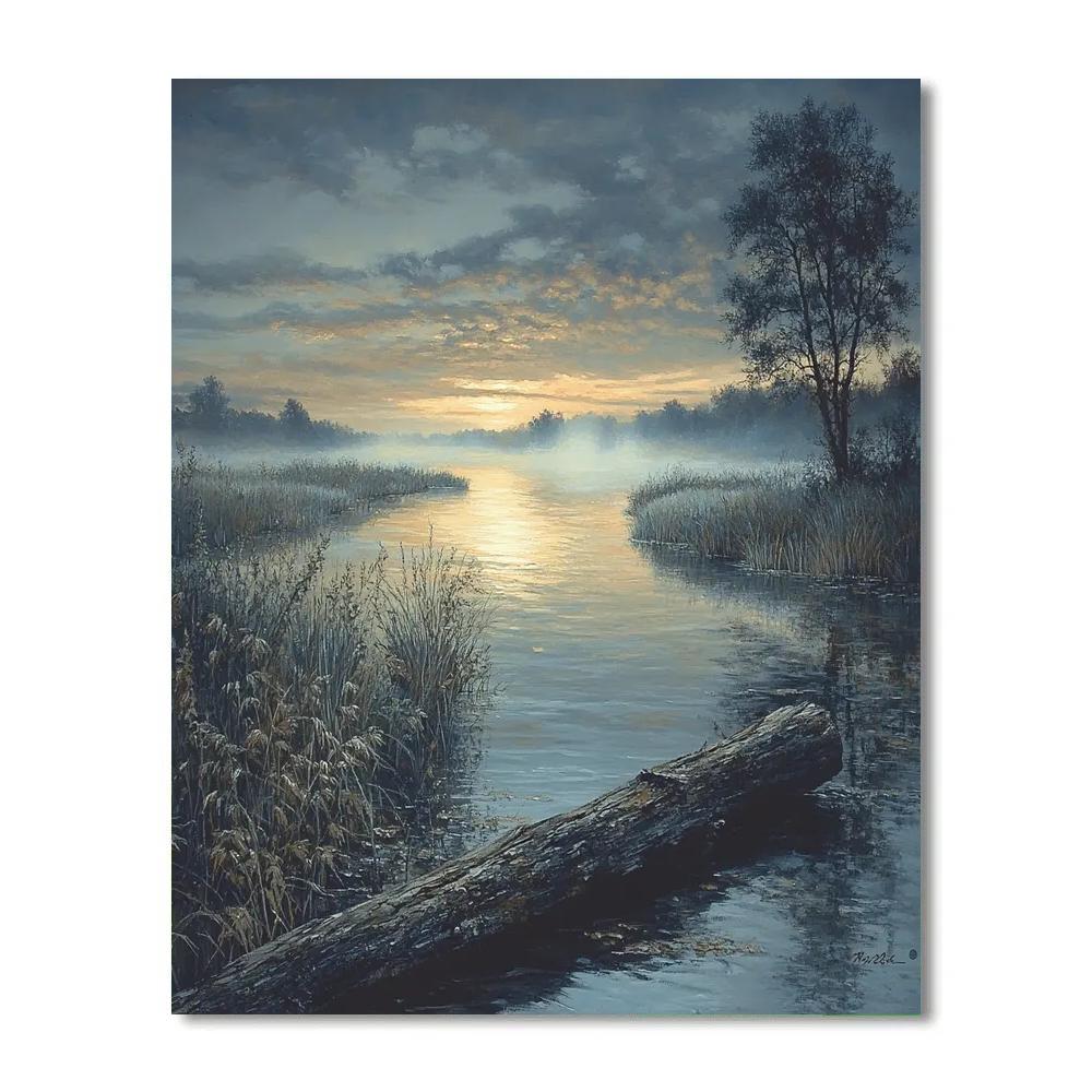 Rembrandt Inspired River Shaft Through Reeds Paint by numbers art