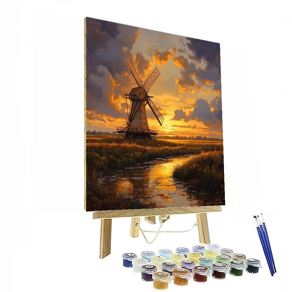 Rembrandt Inspired Windmill On Luminous Horizon painting number kit