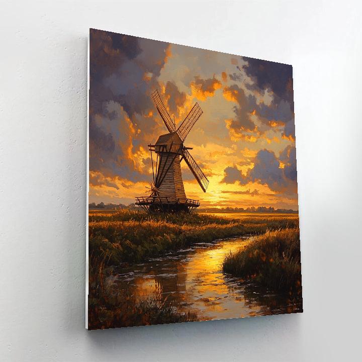 Rembrandt Inspired Windmill On Luminous Horizon painting number kit