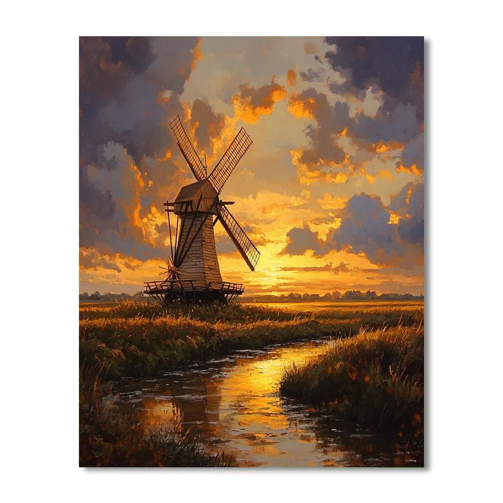 Rembrandt Inspired Windmill On Luminous Horizon painting number kit