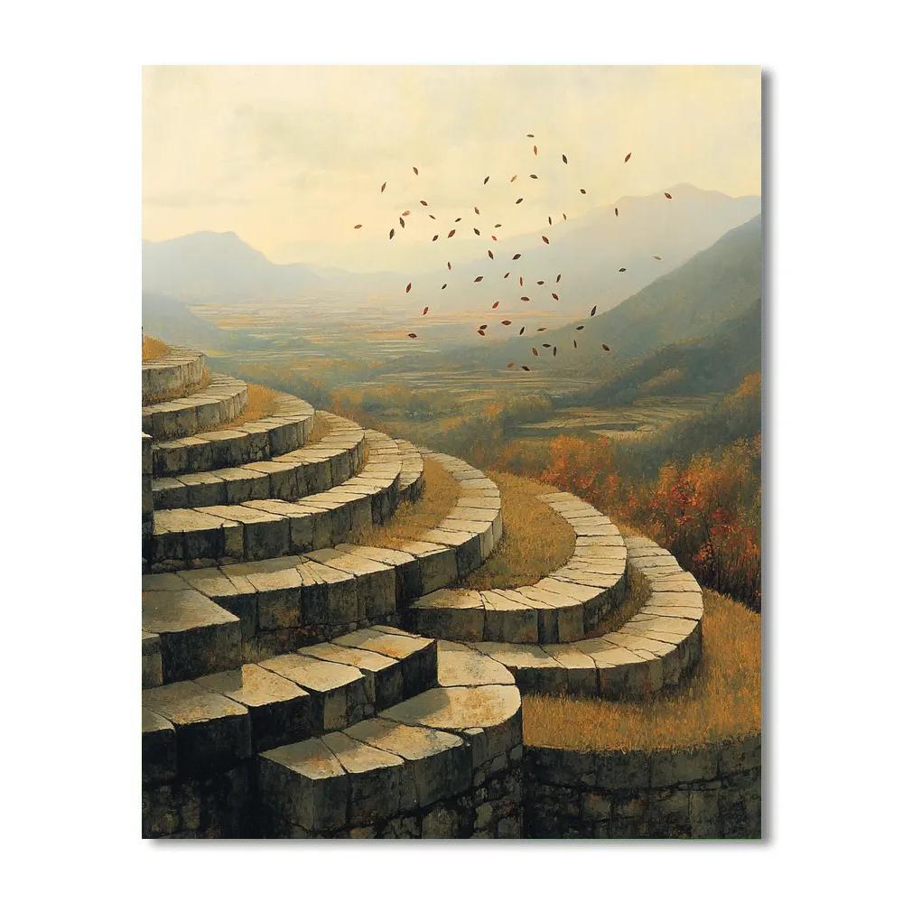 Zhao Mengfu Inspired Autumn Wind Over Stone Steps paint by color