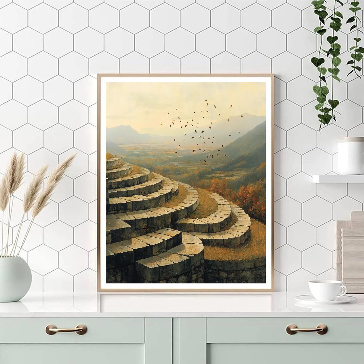 Zhao Mengfu Inspired Autumn Wind Over Stone Steps paint by color