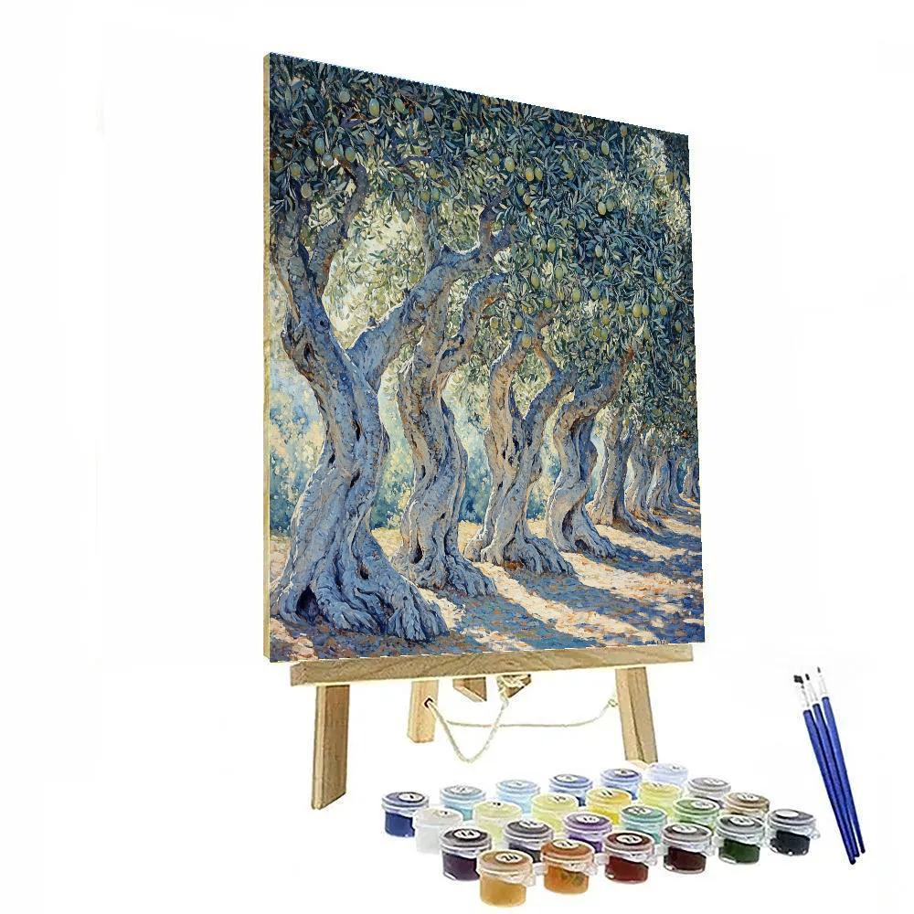 Michelangelo Inspired Moonlit Olive Grove Paint by numbers art