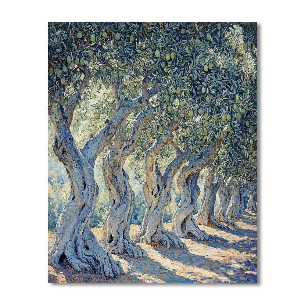 Michelangelo Inspired Moonlit Olive Grove Paint by numbers art