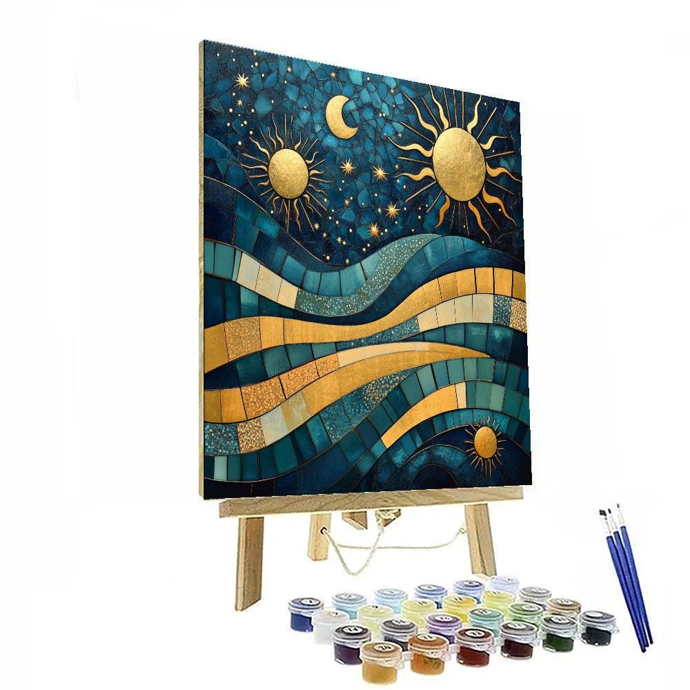 Gustav Klimt Inspired Cosmic Mosaic Of Time paint by number