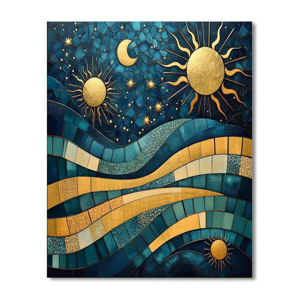 Gustav Klimt Inspired Cosmic Mosaic Of Time paint by number